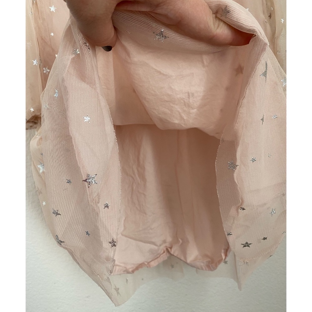 SOLD     Old Navy • Light Pink Silver Metallic Star Sheer Sleeves Long Dress - Picture 10 of 15
